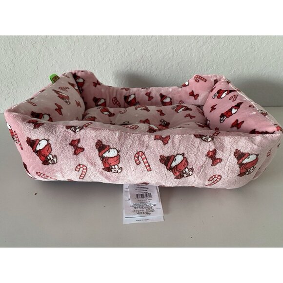 Peanuts Snoopy Small Dog Cat Pet Cozy Cuddler Bed Christmas Pink Candy Cane NEW - Picture 11 of 16